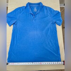 George Blue Men's XL Short Sleeve Polo Shirt, 60% Cotton, Collared, Button